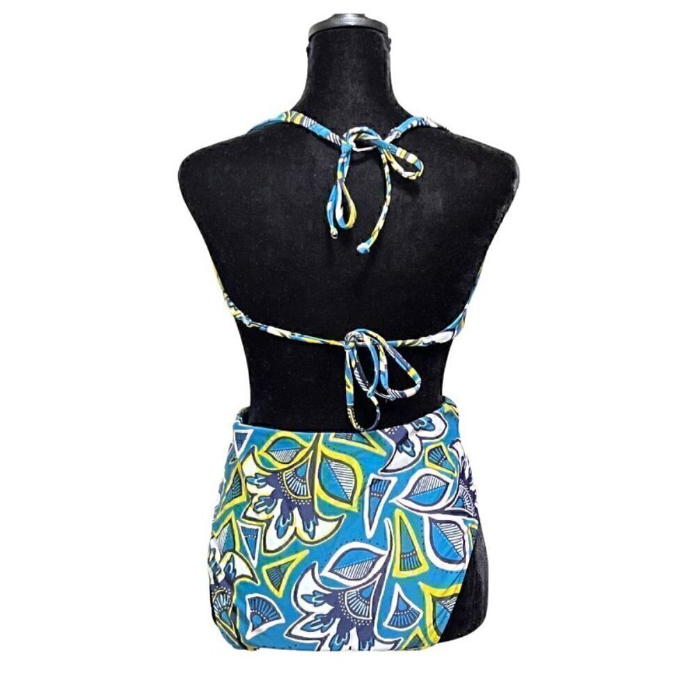 Aerie Blue Teal Floral Print Cut Out One Piece Swimsuit (Womens XL) - Picture 5 of 9